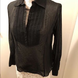 Ann Taylor Semi Sheer Tux Blouse